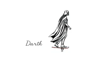 Skateboarding TALL Darth Vader with long kinky curly hair
WORDS in star wars font "Darth Carter"
12/29/88-01/06/24 tattoo idea