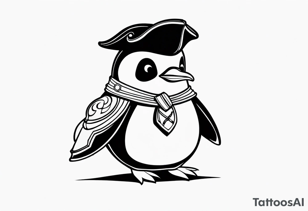 penguin dressed as a pirate tattoo idea