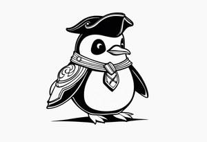 penguin dressed as a pirate tattoo idea