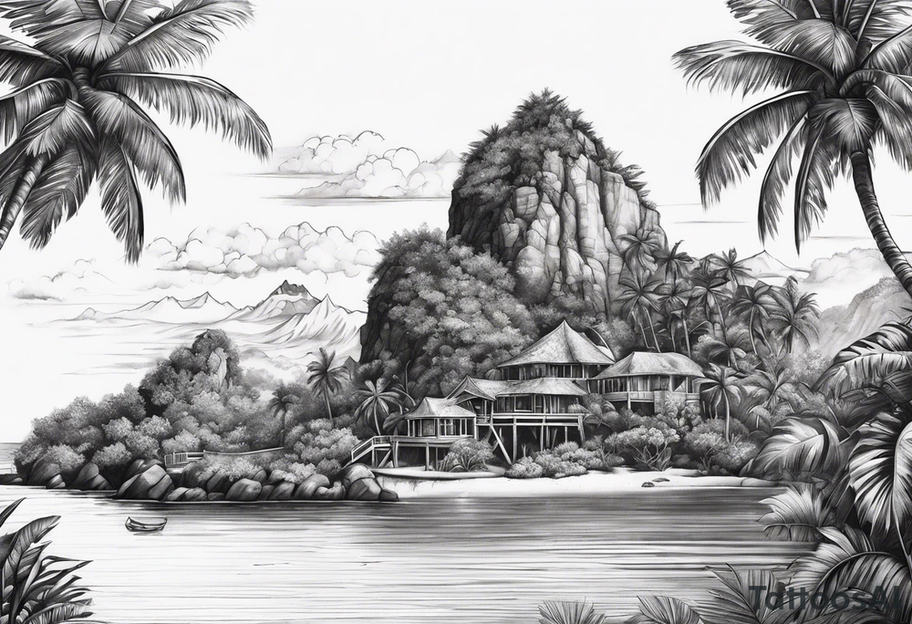 island background tattoo idea