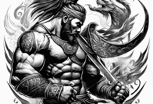 A warrior fighting by him self tattoo idea