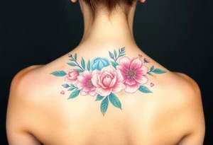 Looking for a cover-up tattoo with birthday month flowers pastel colors for months September, January, June, May, and July. tattoo idea