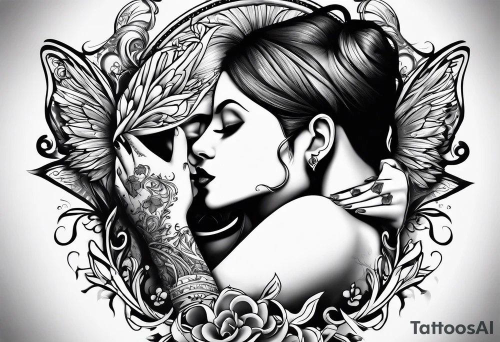 Couple sexy kisses tattoo idea