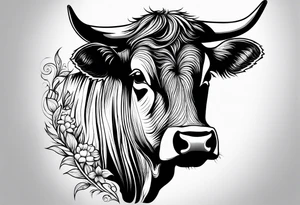 cow linework tattoo idea