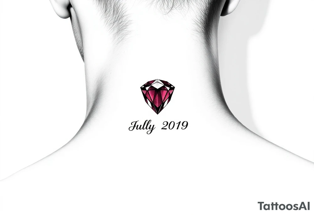 Ruby gemstone with the birthday July 6, 2019 to fit on lower ankle tattoo idea