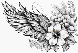 wing, flower, palm, sea tattoo idea