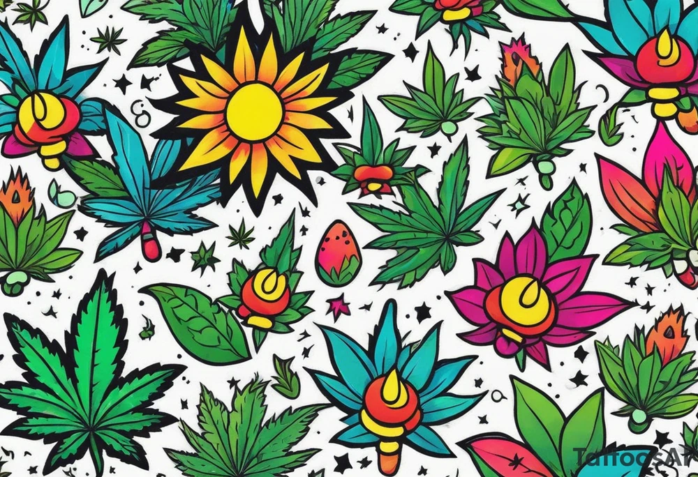 Marijuana and Psychedelic inspired tattoo tattoo idea