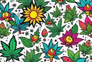 Marijuana and Psychedelic inspired tattoo tattoo idea
