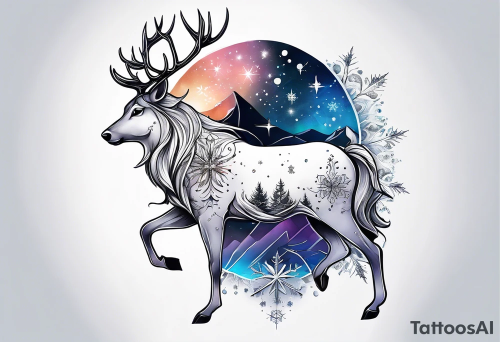 Constellation, animal, snowflake tattoo idea