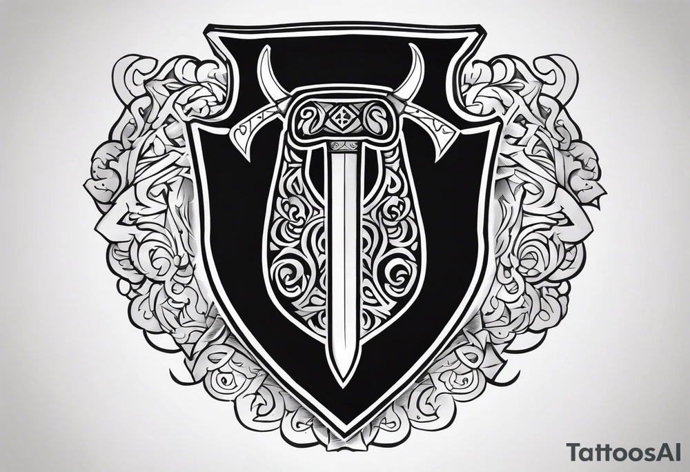 Valhalla sword axe shield tattoo idea