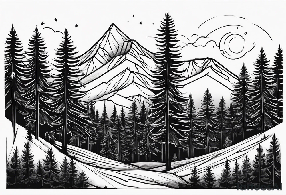 Pine Forest tattoo idea