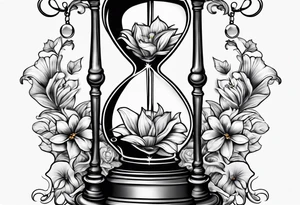 Hour glass and flowers tattoo idea