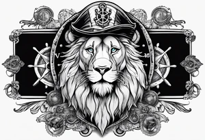 Pirate lion, nautical steampunk theme tattoo idea