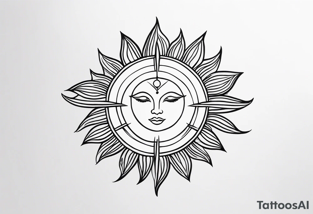 Feminine and simple sun also unique tattoo idea