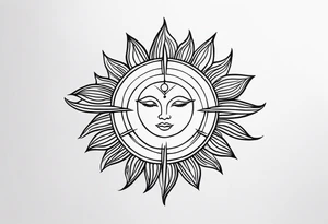 Feminine and simple sun also unique tattoo idea
