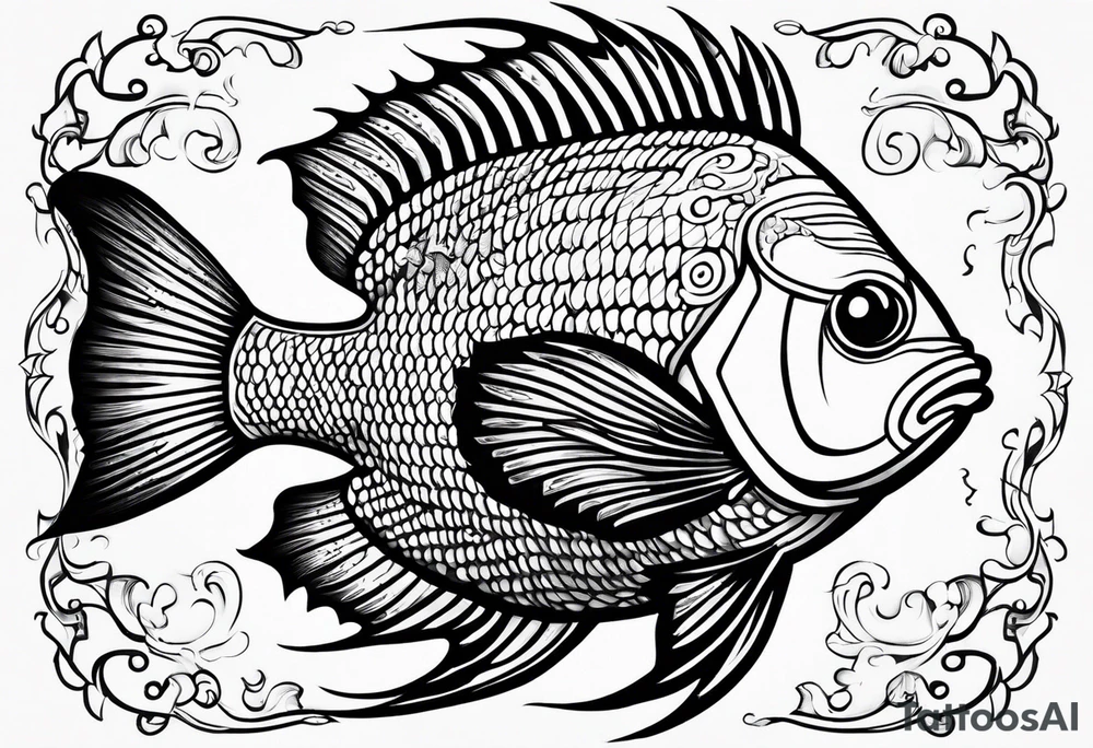 Tropical fish for men's shoulder tattoo idea