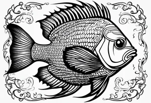 Tropical fish for men's shoulder tattoo idea