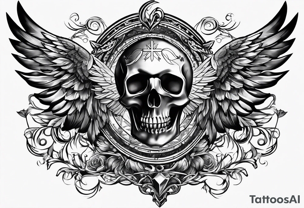 chest christian and wings tattoo idea