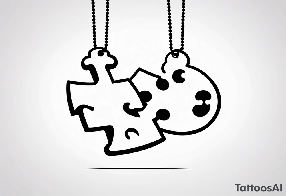 single puzzle piece as a charm hanging off one of the letters "to my favorite sister" tattoo idea