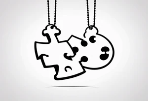 single puzzle piece as a charm hanging off one of the letters "to my favorite sister" tattoo idea