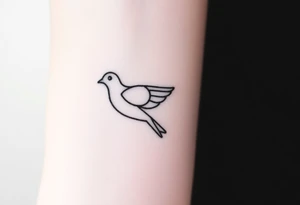 A minimalistic outline of a collared dove, with geometric lines forming its shape in muted gray and white, offering a clean and modern look tattoo idea