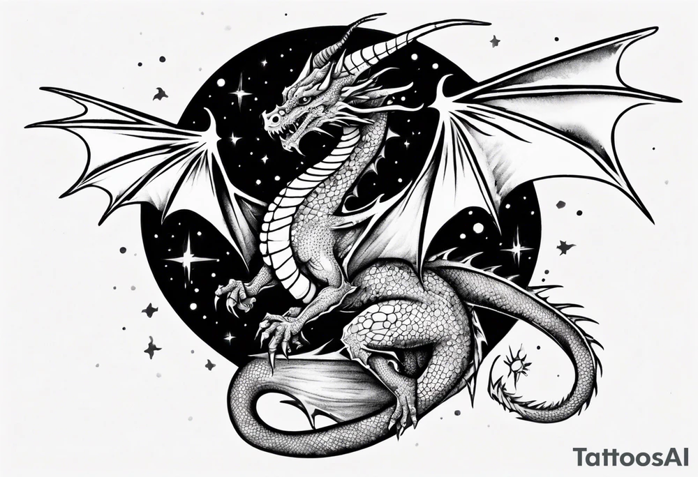 Dragon out in space back tattoo tattoo idea