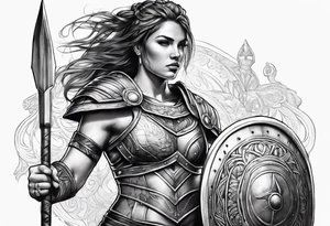 Female gladiator full body tattoo idea