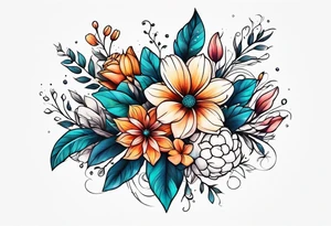 flower bouquet tattoo idea