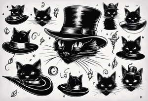 black cat with a hat tattoo idea