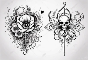 Couple tattoo love cancer horoscope key flower tattoo idea