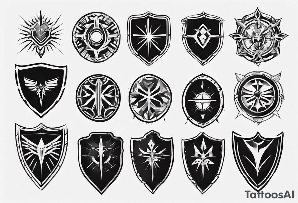 Shield symmetrical tattoo idea