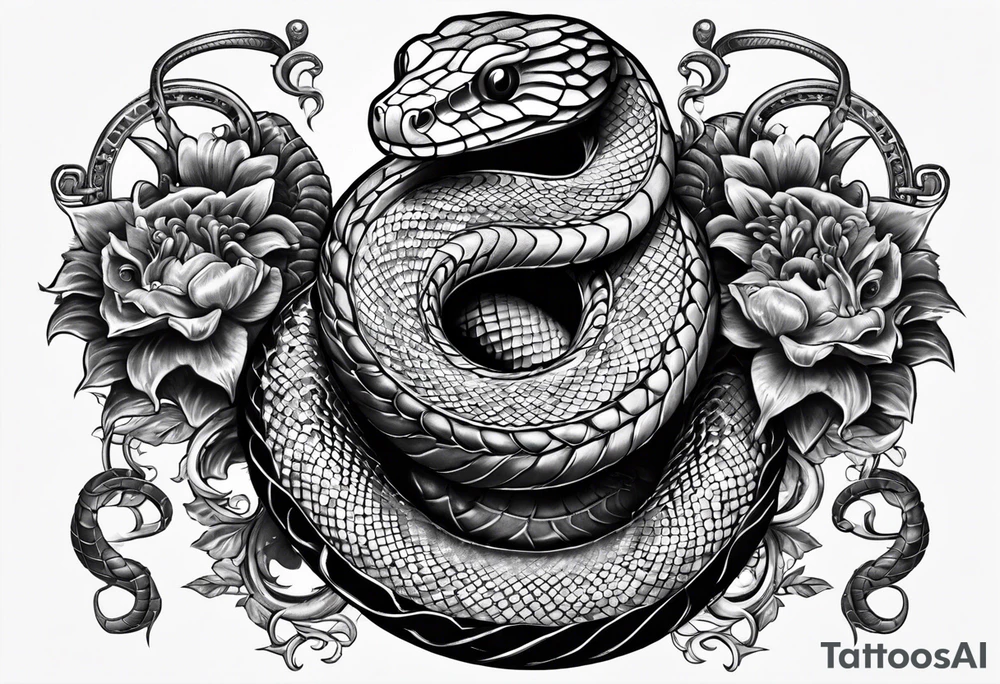 three headed snake in steampunk tattoo idea