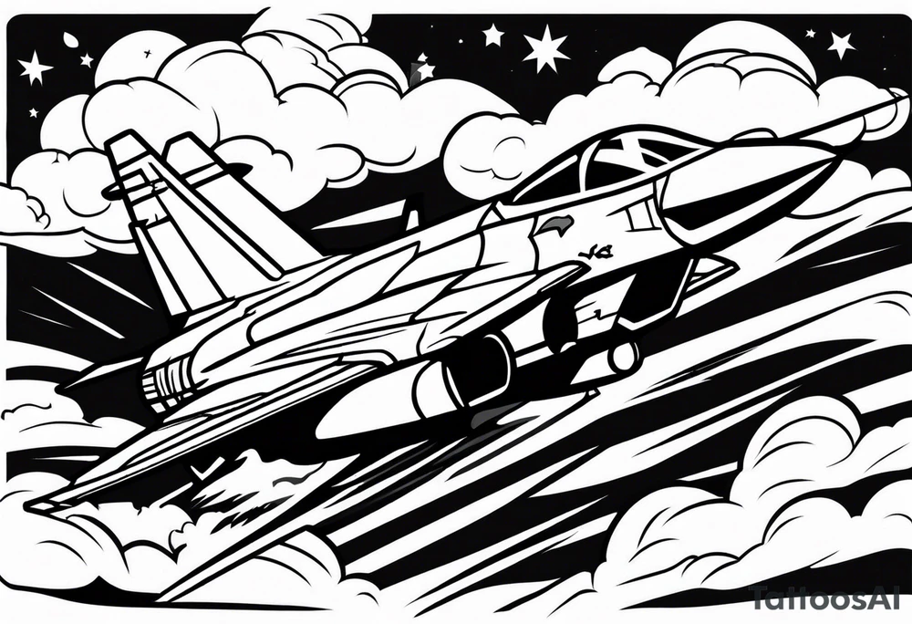 Fighter jet in a storm tattoo idea