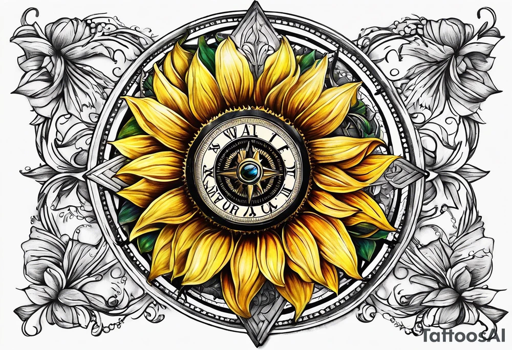 Sunflower compass, "To Thine Own Self Be True" tattoo idea
