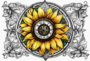Sunflower compass, "To Thine Own Self Be True" tattoo idea