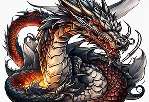 show me a tattoo design where there is a sword and a dragon wrapped around it tattoo idea