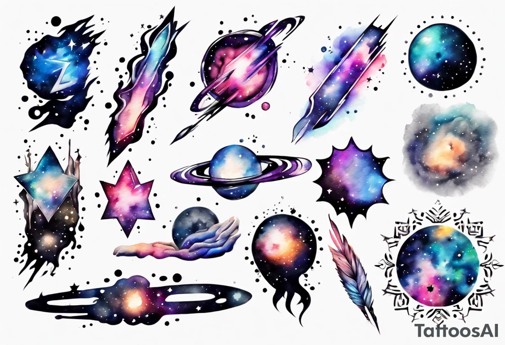 galaxy full arms tattoo idea