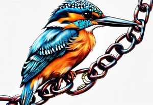 Kingfisher trapped in chains tattoo idea