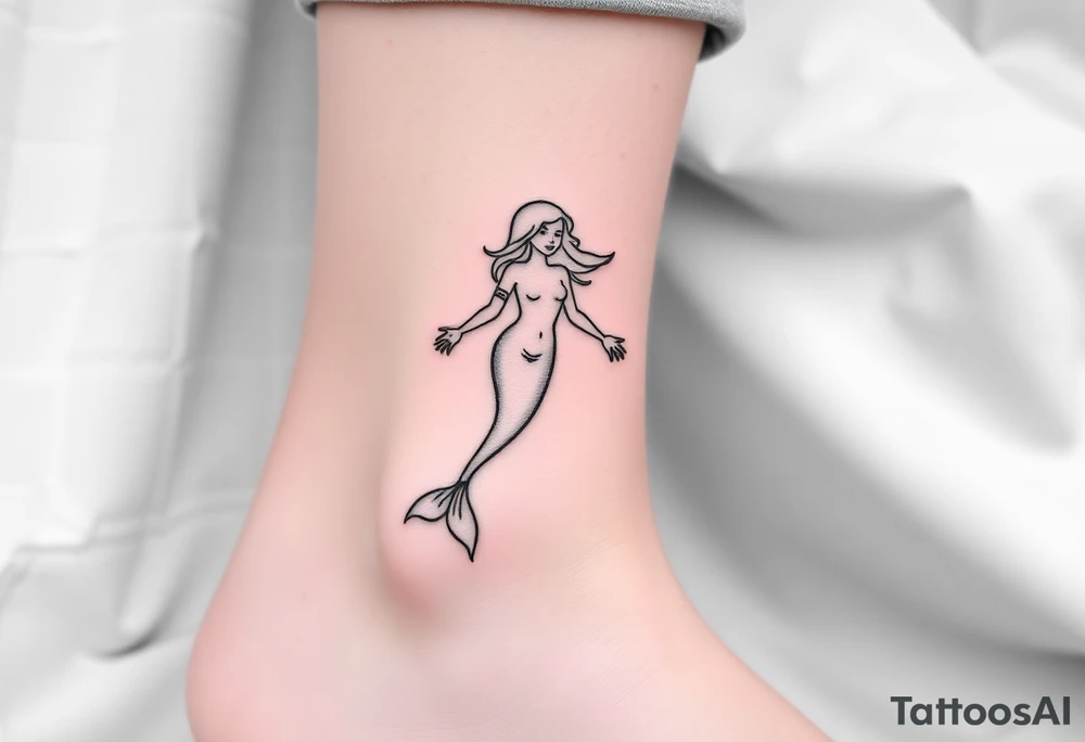 Simple Mermaid with elbow crutches tattoo idea