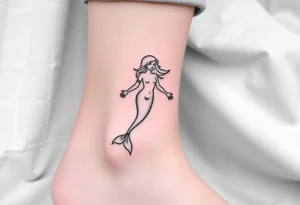 Simple Mermaid with elbow crutches tattoo idea