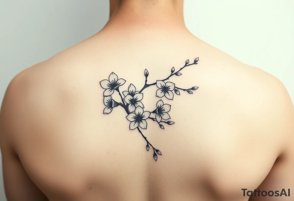 Feminine cherry blossoms thigh tattoo idea