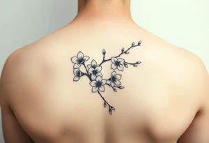 Feminine cherry blossoms thigh tattoo idea