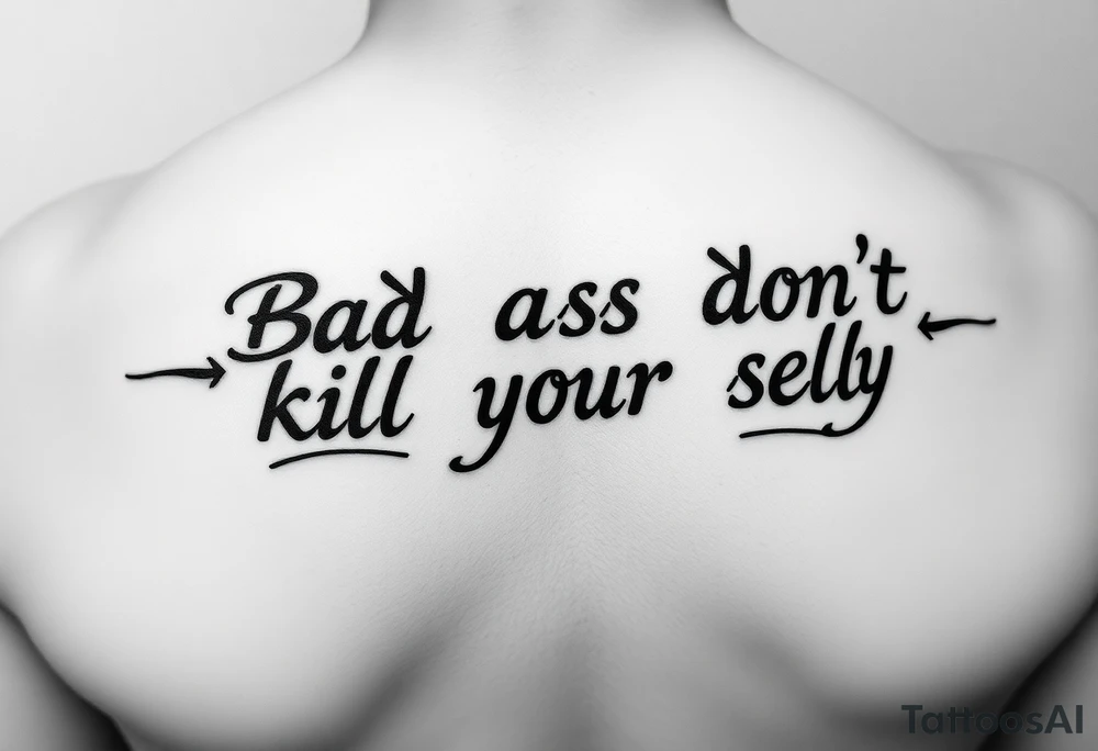 Bad ass don’t that says “kill your self slowly” outline black and white tattoo idea
