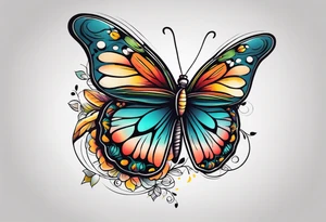 butterfly old school traditional vintage bold colorful tattoo idea