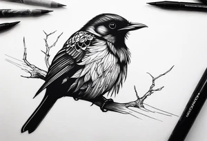 Realistic, menacing bird tattoo tattoo idea