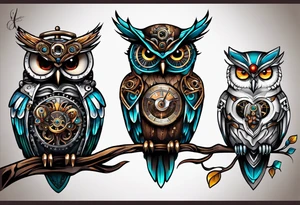Steampunk owl tattoo idea