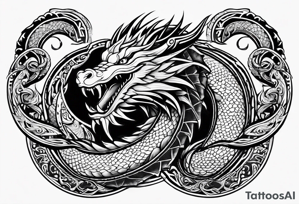 Jomungandr wyrm nordic styl tattoo idea