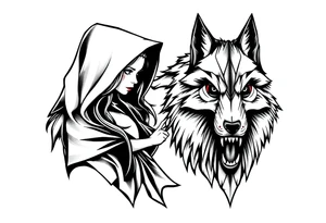 Little red riding hood and big bad wolf tattoo idea