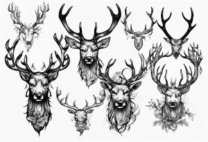 Majestic stag with exagerrated antlers tattoo idea
