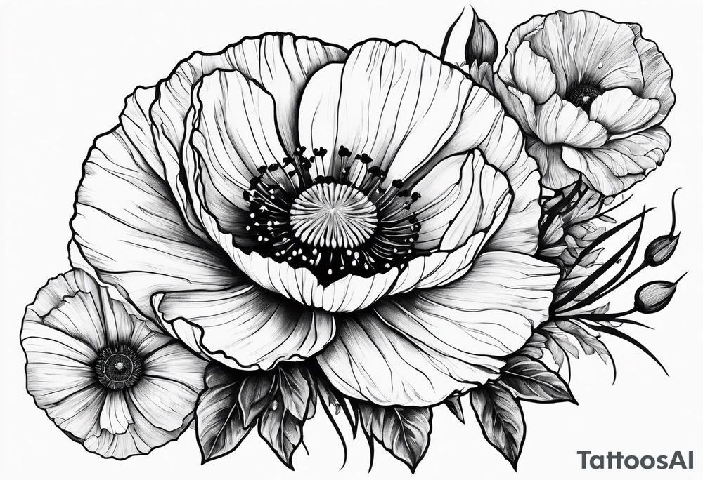 Cosmos and Poppies tattoo idea